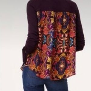 Loft long sleeve mixed media sweater top Size XS
